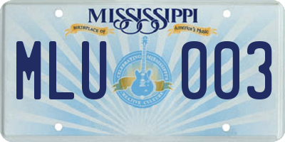 MS license plate MLU003