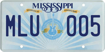 MS license plate MLU005