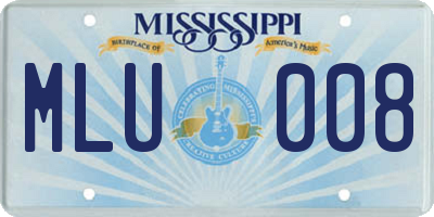 MS license plate MLU008