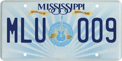 MS license plate MLU009