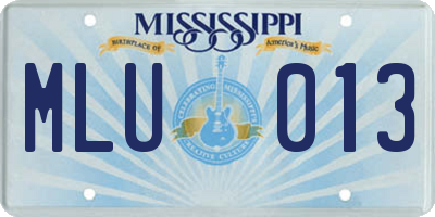 MS license plate MLU013