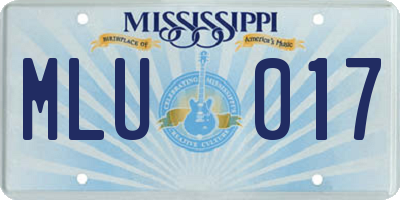 MS license plate MLU017