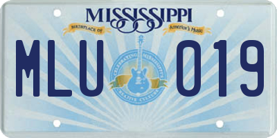 MS license plate MLU019