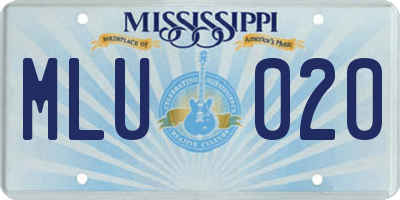 MS license plate MLU020