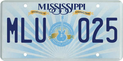 MS license plate MLU025