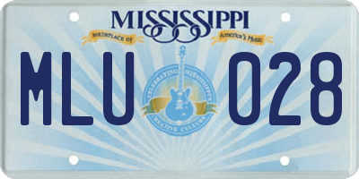 MS license plate MLU028