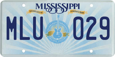 MS license plate MLU029