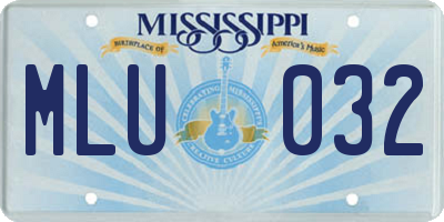 MS license plate MLU032