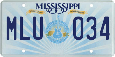 MS license plate MLU034