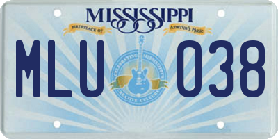 MS license plate MLU038