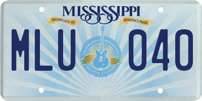 MS license plate MLU040