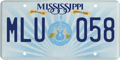 MS license plate MLU058