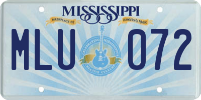 MS license plate MLU072
