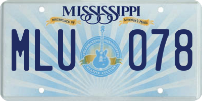 MS license plate MLU078