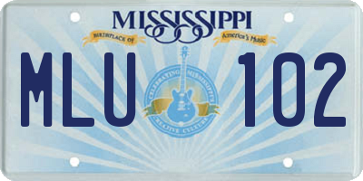 MS license plate MLU102