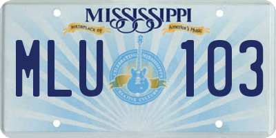 MS license plate MLU103