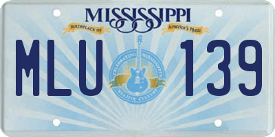MS license plate MLU139