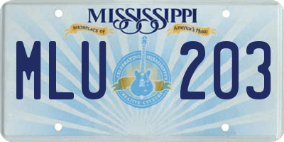MS license plate MLU203