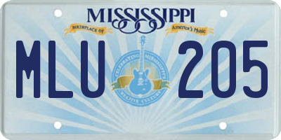 MS license plate MLU205