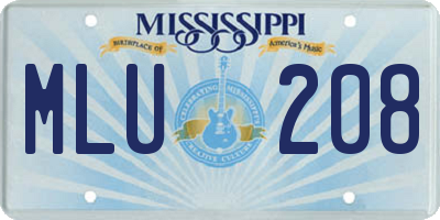 MS license plate MLU208