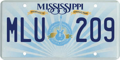 MS license plate MLU209