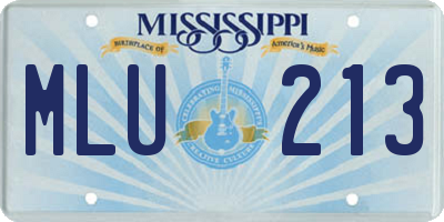 MS license plate MLU213