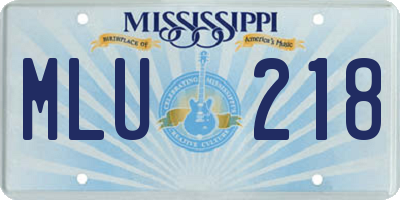 MS license plate MLU218