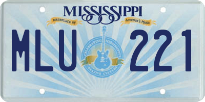 MS license plate MLU221