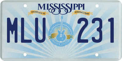 MS license plate MLU231