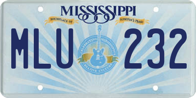 MS license plate MLU232
