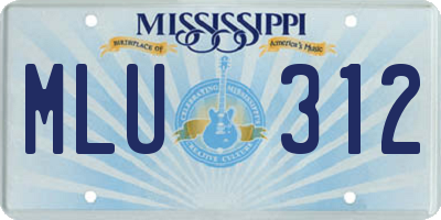 MS license plate MLU312