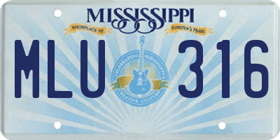 MS license plate MLU316