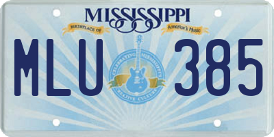 MS license plate MLU385