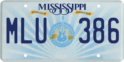 MS license plate MLU386
