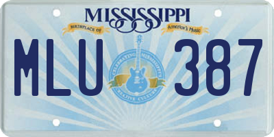 MS license plate MLU387