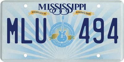 MS license plate MLU494