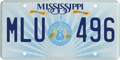 MS license plate MLU496