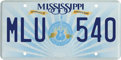MS license plate MLU540