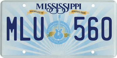 MS license plate MLU560
