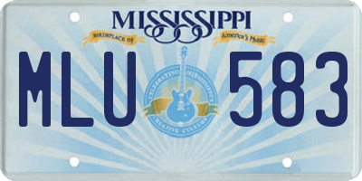 MS license plate MLU583