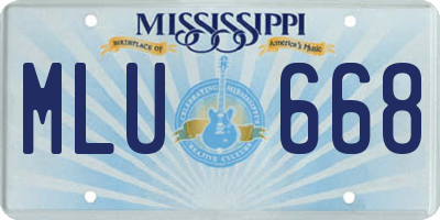 MS license plate MLU668