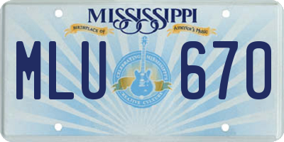 MS license plate MLU670