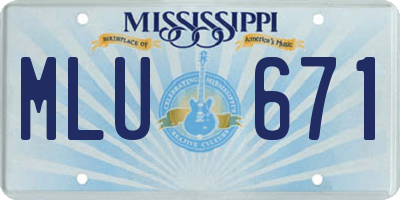 MS license plate MLU671