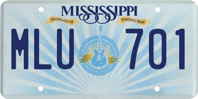 MS license plate MLU701