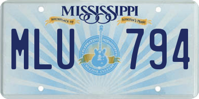 MS license plate MLU794