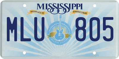 MS license plate MLU805