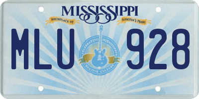 MS license plate MLU928
