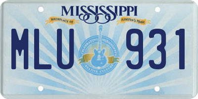 MS license plate MLU931