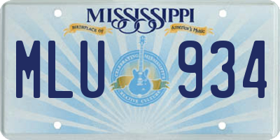 MS license plate MLU934