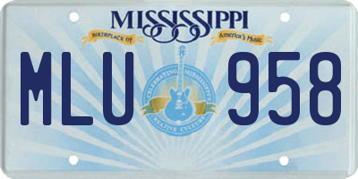 MS license plate MLU958